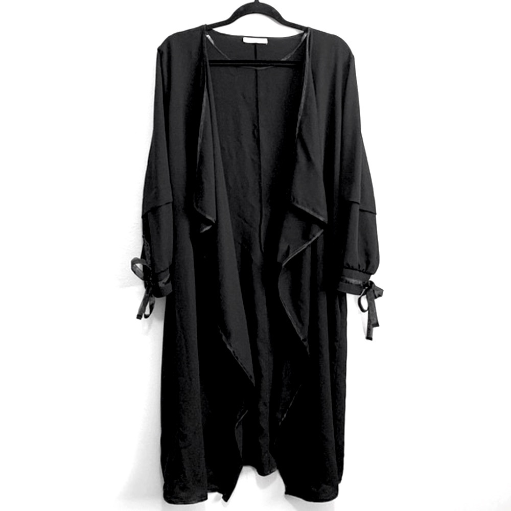 Y-London Black Open Draped Kimono